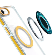 For iPhone 16e Case Magnetic Circle Color Matching Trim Cover + Tempered Glass