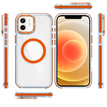 For iPhone 12/12 Pro Case Magnetic Circle Color Matching Trim + Tempered Glass
