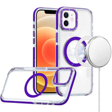 For iPhone 12/12 Pro Case Magnetic Circle Color Matching Trim + Tempered Glass