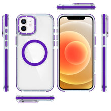 For iPhone 12/12 Pro Case Magnetic Circle Color Matching Trim + Tempered Glass