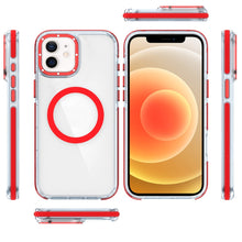 For iPhone 12/12 Pro Case Magnetic Circle Color Matching Trim + Tempered Glass