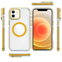 For iPhone 12/12 Pro Case Magnetic Circle Color Matching Trim + Tempered Glass