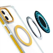 For iPhone 12/12 Pro Case Magnetic Circle Color Matching Trim + Tempered Glass