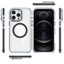 For iPhone 12 Pro Max Case Magnetic Circle Color Matching Trim + Tempered Glass