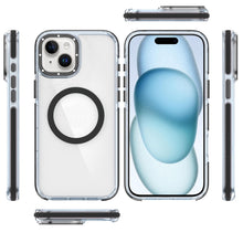 For iPhone 15 Case Magnetic Circle Color Matching Trim Cover + 2 Tempered Glass