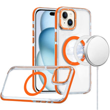 For iPhone 15 Case Magnetic Circle Color Matching Trim Cover + 2 Tempered Glass
