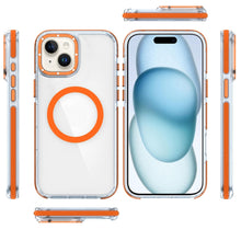 For iPhone 15 Case Magnetic Circle Color Matching Trim Cover + 2 Tempered Glass