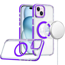 For iPhone 15 Case Magnetic Circle Color Matching Trim Cover + 2 Tempered Glass