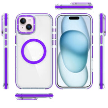 For iPhone 15 Case Magnetic Circle Color Matching Trim Cover + 2 Tempered Glass