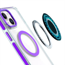 For iPhone 15 Case Magnetic Circle Color Matching Trim Cover + 2 Tempered Glass