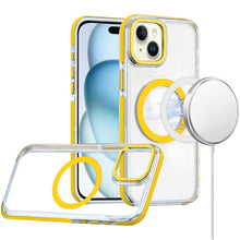For iPhone 15 Case Magnetic Circle Color Matching Trim Cover + 2 Tempered Glass