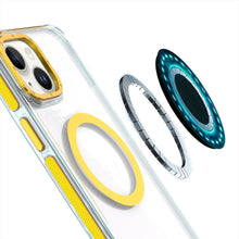 For iPhone 15 Case Magnetic Circle Color Matching Trim Cover + 2 Tempered Glass