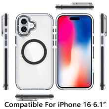For iPhone 16 6.1inch Case Magnetic Circle Color Matching Trim + Tempered Glass