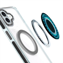 For iPhone 16 6.1inch Case Magnetic Circle Color Matching Trim + Tempered Glass