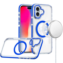 For iPhone 16 6.1inch Case Magnetic Circle Color Matching Trim + Tempered Glass