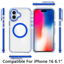 For iPhone 16 6.1inch Case Magnetic Circle Color Matching Trim + Tempered Glass