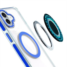 For iPhone 16 6.1inch Case Magnetic Circle Color Matching Trim + Tempered Glass