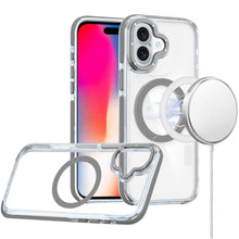For iPhone 16 6.1inch Case Magnetic Circle Color Matching Trim + Tempered Glass