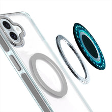 For iPhone 16 6.1inch Case Magnetic Circle Color Matching Trim + Tempered Glass