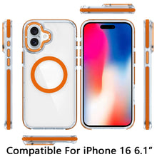 For iPhone 16 6.1inch Case Magnetic Circle Color Matching Trim + Tempered Glass