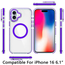 For iPhone 16 6.1inch Case Magnetic Circle Color Matching Trim + Tempered Glass