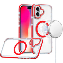For iPhone 16 6.1inch Case Magnetic Circle Color Matching Trim + Tempered Glass