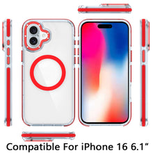 For iPhone 16 6.1inch Case Magnetic Circle Color Matching Trim + Tempered Glass