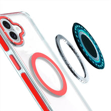For iPhone 16 6.1inch Case Magnetic Circle Color Matching Trim + Tempered Glass