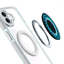 For iPhone 16 6.1inch Case Magnetic Circle Color Matching Trim + Tempered Glass