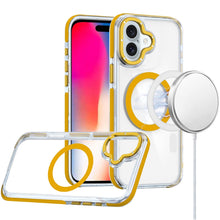 For iPhone 16 6.1inch Case Magnetic Circle Color Matching Trim + Tempered Glass