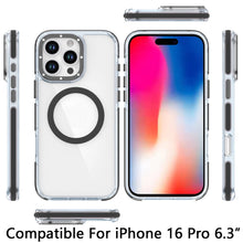 For iPhone 16 Pro 6.3in Case Magnetic Circle Color Matching Trim +Tempered Glass
