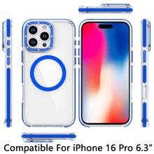 For iPhone 16 Pro 6.3in Case Magnetic Circle Color Matching Trim +Tempered Glass