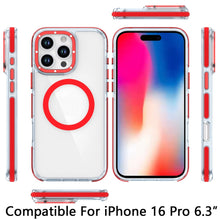 For iPhone 16 Pro 6.3in Case Magnetic Circle Color Matching Trim +Tempered Glass