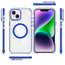 For iPhone 13/14 Case Magnetic Circle Color Matching Trim Cover + Tempered Glass