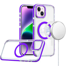 For iPhone 13/14 Case Magnetic Circle Color Matching Trim Cover + Tempered Glass