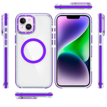 For iPhone 13/14 Case Magnetic Circle Color Matching Trim Cover + Tempered Glass