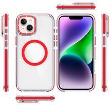 For iPhone 13/14 Case Magnetic Circle Color Matching Trim Cover + Tempered Glass
