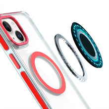 For iPhone 13/14 Case Magnetic Circle Color Matching Trim Cover + Tempered Glass