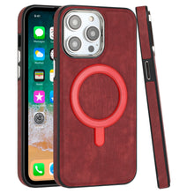For iPhone 11 Pro Max Case Soft Vegan Leather Magnetic Circle + Tempered Glass