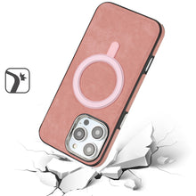For iPhone 16 PRO MAX Case Vegan Leather Magnetic Circle Cover + Tempered Glass