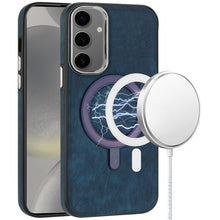 For Samsung Galaxy S24+ Plus Case Vegan Leather Magnetic Charging Phone Cover