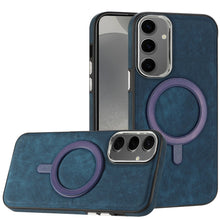 For Samsung Galaxy S24+ Plus Case Vegan Leather Magnetic Charging Phone Cover