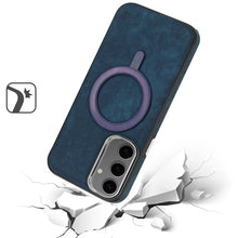 For Samsung Galaxy S24+ Plus Case Vegan Leather Magnetic Charging Phone Cover