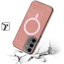 For Samsung Galaxy S24+ Plus Case Vegan Leather Magnetic Charging Phone Cover