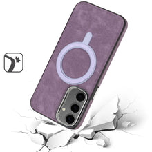 For Samsung Galaxy S24+ Plus Case Vegan Leather Magnetic Charging Phone Cover
