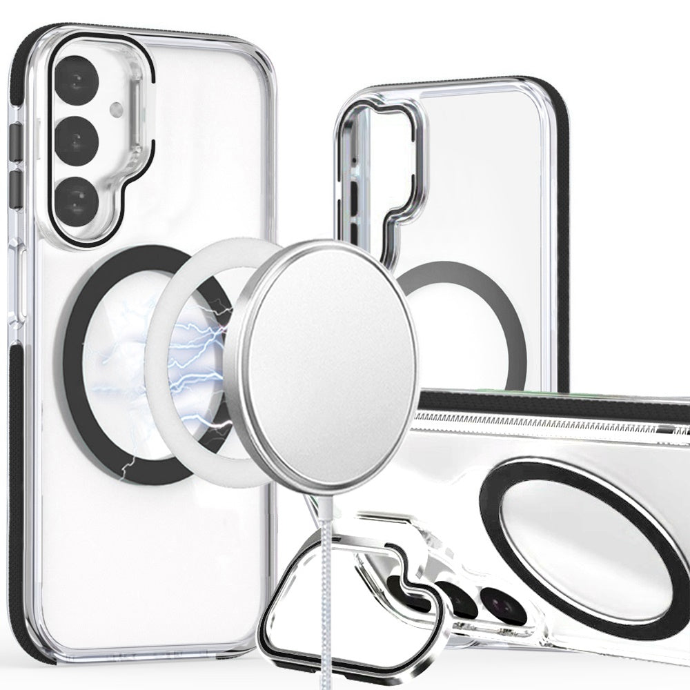 For Samsung A17 5G Case Magnetic Circle Camera Lens Stand Cover + Tempered Glass