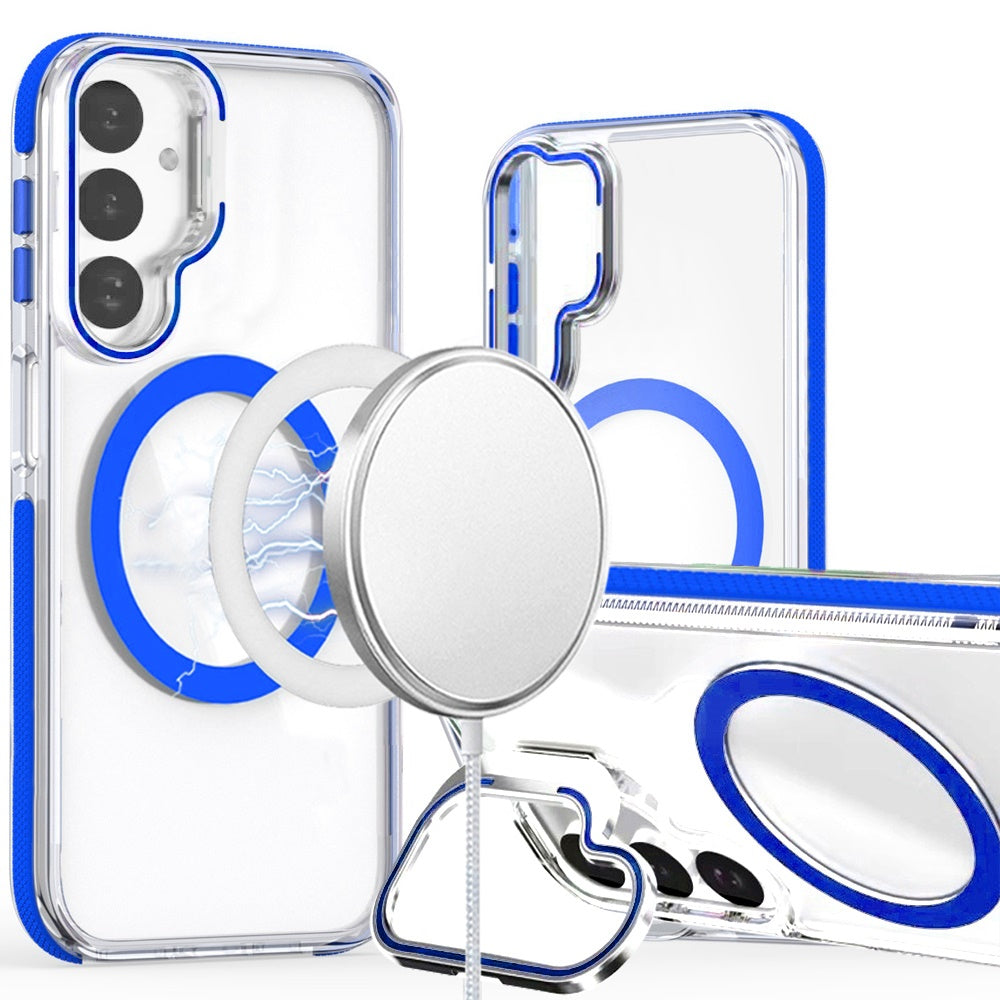 For Samsung A17 5G Case Magnetic Circle Camera Lens Stand Cover + Tempered Glass