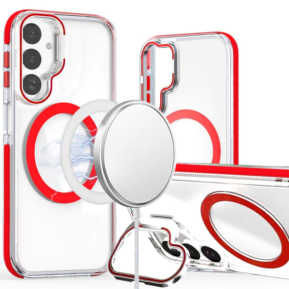 For Samsung A17 5G Case Magnetic Circle Camera Lens Stand Cover + Tempered Glass
