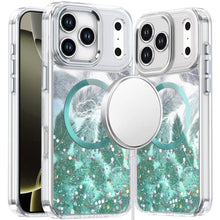 For iPhone 17 Pro Max Case Feathers Glitter Magnetic Circle + Tempered Glass