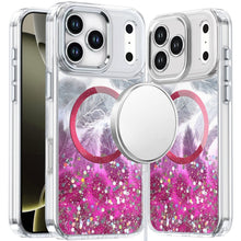 For iPhone 17 PRO Case Epoxy Feathers Glitter Magnetic Circle + Tempered Glass